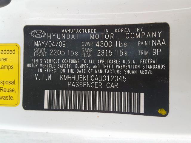 KMHHU6KH0AU012345 - 2010 HYUNDAI GENESIS COUPE 3.8L  photo 10