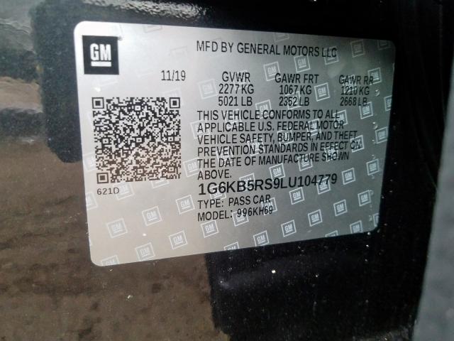 1G6KB5RS9LU104779 - 2020 CADILLAC CT6  photo 10