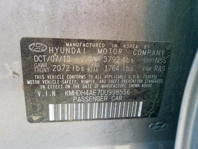 KMHDH4AE7DU998556 - 2013 HYUNDAI ELANTRA GLS  photo 10