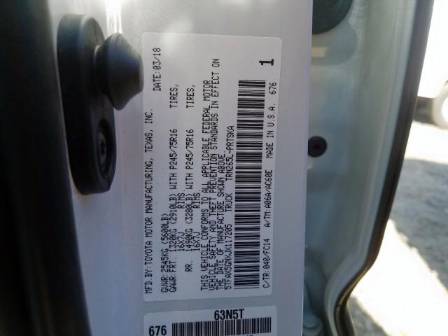5TFAX5GNXJX117205 - 2018 TOYOTA TACOMA DOUBLE CAB  照片 10