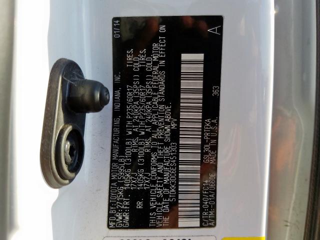 5TDKK3DC6ES451303 - 2014 TOYOTA SIENNA LE  photo 10