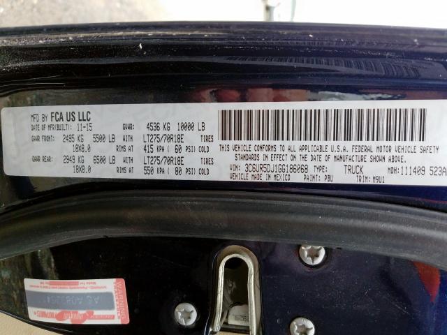 3C6UR5DJ1GG186068 - 2016 RAM 2500 SLT  照片 10