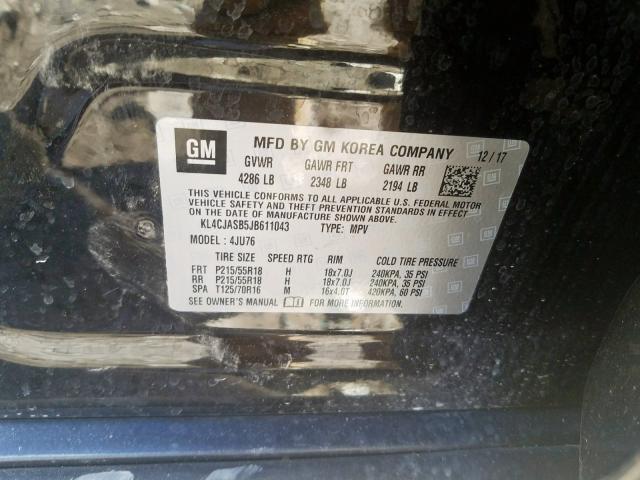 KL4CJASB5JB611043 - 2018 BUICK ENCORE PREFERRED  фото 10