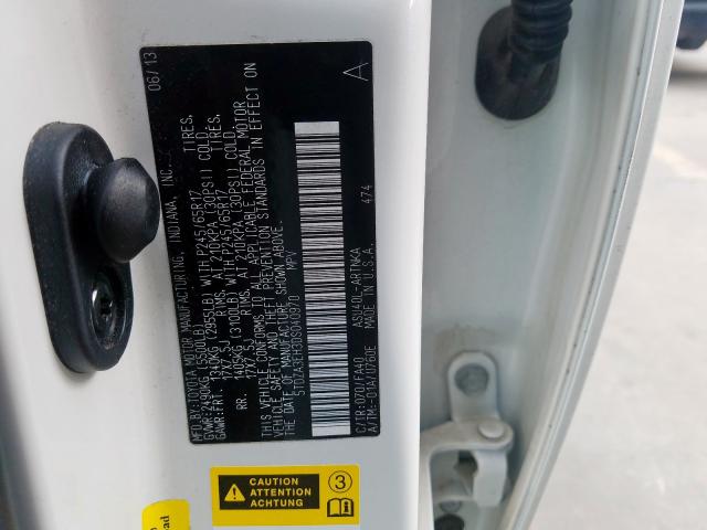 5TDZA3EH3DS040970 - 2013 TOYOTA HIGHLANDER BASE  фото 10