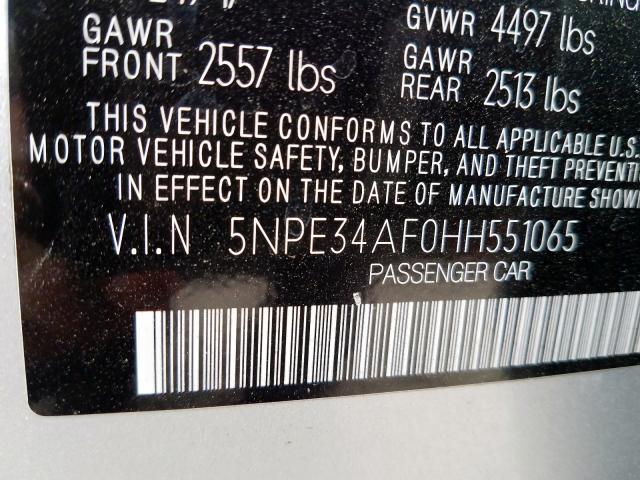 5NPE34AF0HH551065 - 2017 HYUNDAI SONATA SPORT  Foto 10