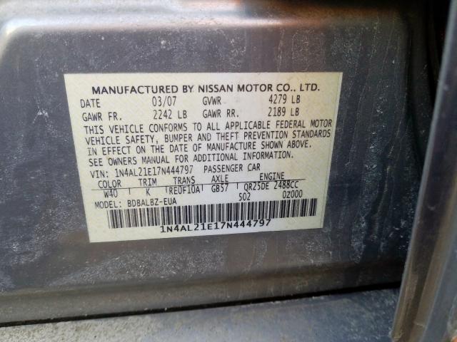 1N4AL21E17N444797 - 2007 NISSAN ALTIMA 2.5  photo 10