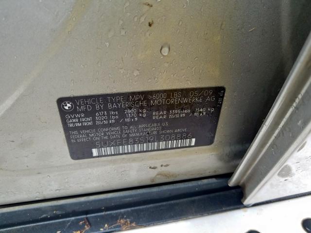 5UXFE83519L308886 - 2009 BMW X5 XDRIVE48I  photo 10