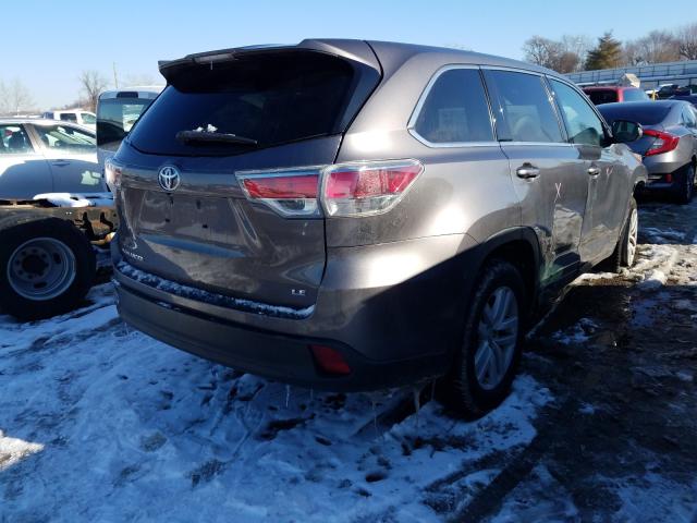 5TDZARFH7FS012321 - 2015 TOYOTA HIGHLANDER LE GRAY photo 4