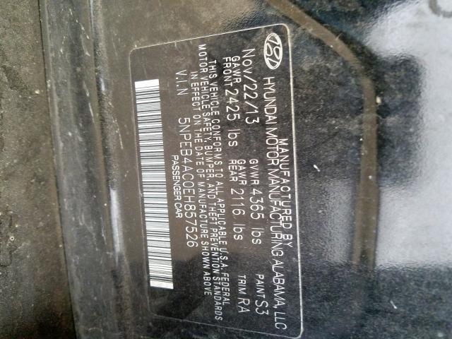 5NPEB4AC0EH857526 - 2014 HYUNDAI SONATA GLS  photo 10