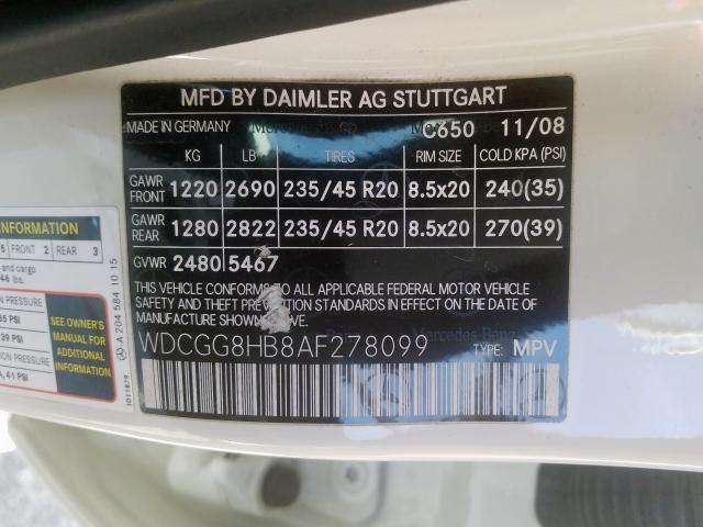 WDCGG8HB8AF278099 - 2010 MERCEDES-BENZ GLK 350 4MATIC  photo 10