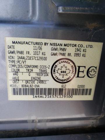 1N4AL21E57C129500 - 2007 NISSAN ALTIMA 2.5 SILVER photo 10