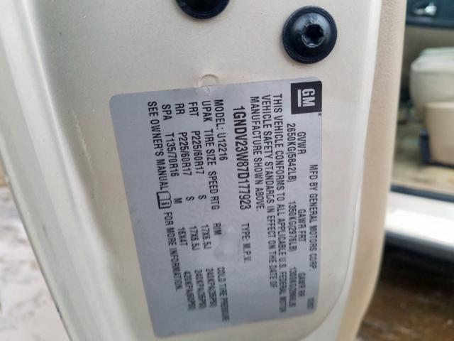 1GNDV23W87D177923 - 2007 CHEVROLET UPLANDER LS  照片 10