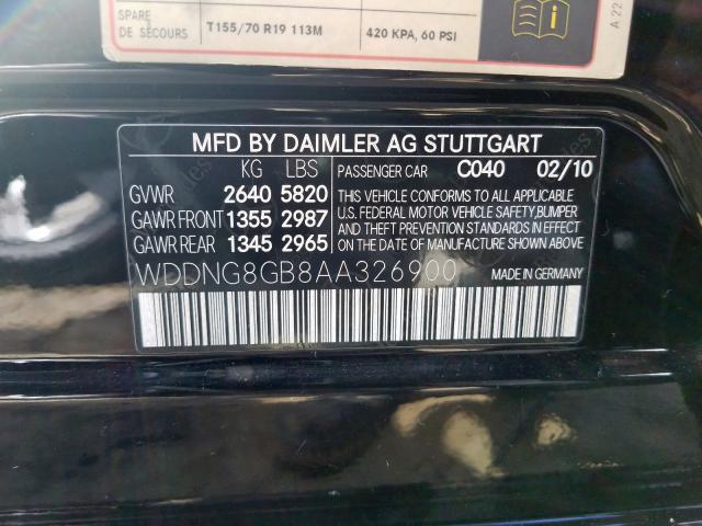 WDDNG8GB8AA326900 - 2010 MERCEDES-BENZ S 550 4MATIC  photo 10