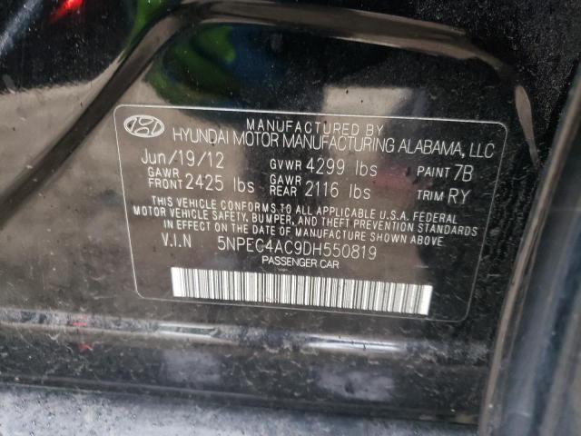 5NPEC4AC9DH550819 - 2013 HYUNDAI SONATA SE BLACK photo 10