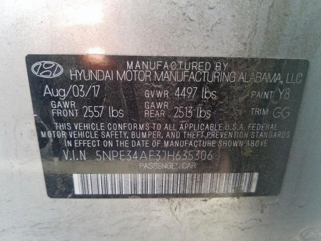 5NPE34AF3JH635306 - 2018 HYUNDAI SONATA SPORT  foto 10