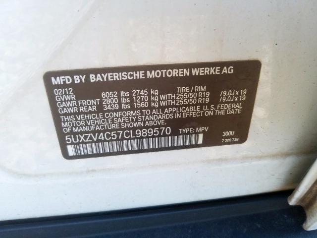 5UXZV4C57CL989570 - 2012 BMW X5 XDRIVE35I  foto 10