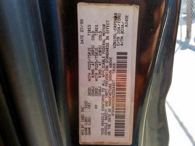 4TASN92N9XZ554467 - 1999 TOYOTA TACOMA XTRACAB PRERUNNER  ფოტო 10