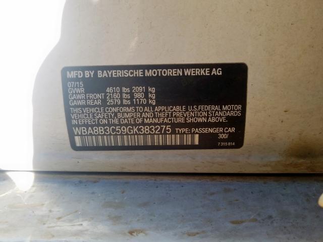 WBA8B3C59GK383275 - 2016 BMW 340 I  фото 10