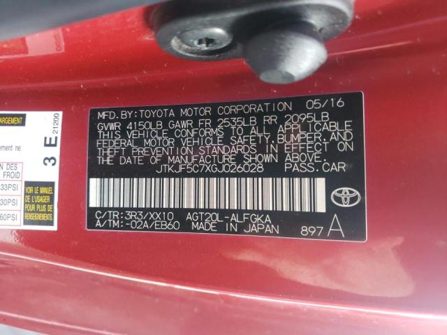 JTKJF5C7XGJ026028 - 2016 TOYOTA SCION TC 红色 照片 10