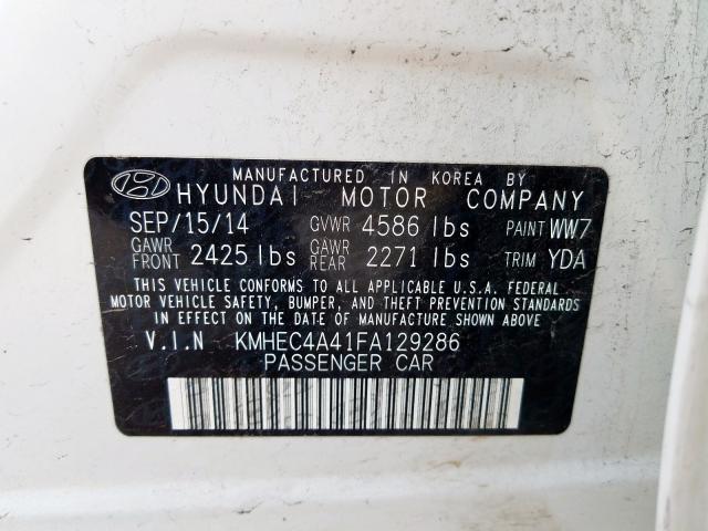 KMHEC4A41FA129286 - 2015 HYUNDAI SONATA HYBRID  photo 10