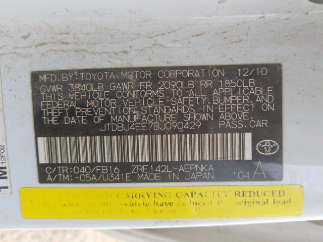 JTDBU4EE7BJ090429 - 2011 TOYOTA COROLLA BASE  照片 10