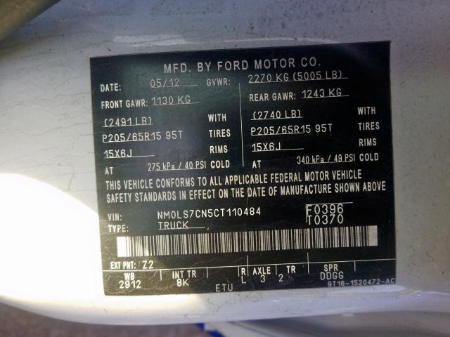 NM0LS7CN5CT110484 - 2012 FORD TRANSIT CONNECT XL  photo 10