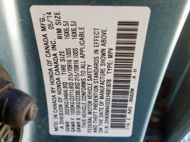 2HKRM4H33EH681878 - 2014 HONDA CR-V LX  photo 10