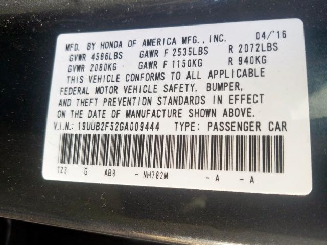 19UUB2F52GA009444 - 2016 ACURA TLX TECH  photo 10