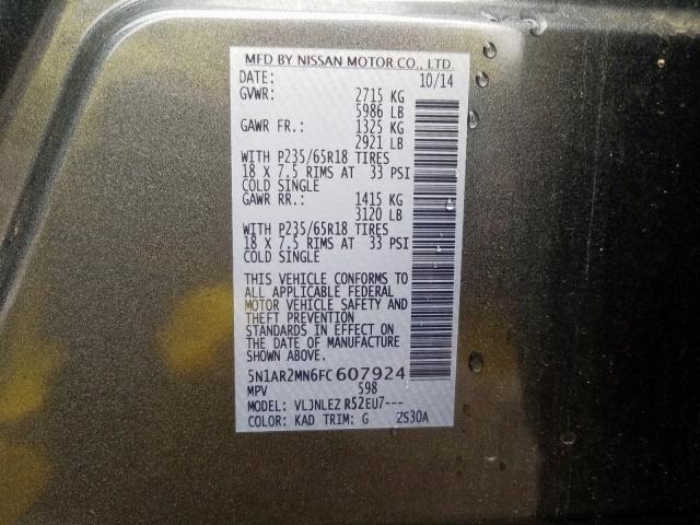 5N1AR2MN6FC607924 - 2015 NISSAN PATHFINDER S  照片 10