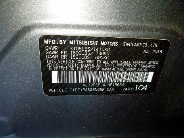 ML32F3FJ4JHF15634 - 2018 MITSUBISHI MIRAGE G4 ES  фото 10