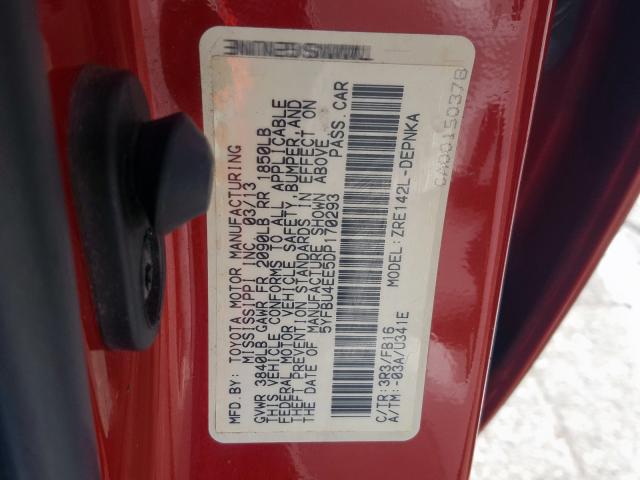 5YFBU4EE5DP170293 - 2013 TOYOTA COROLLA BASE  照片 10