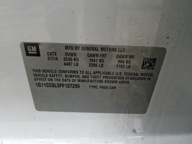 1G11C5SL5FF127289 - 2015 CHEVROLET MALIBU 1LT  照片 10