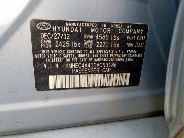 KMHEC4A41CA063186 - 2012 HYUNDAI SONATA HYBRID  photo 10