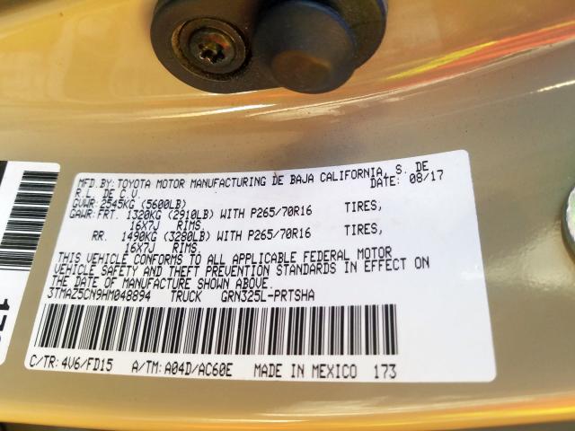3TMAZ5CN9HM048894 - 2017 TOYOTA TACOMA DOUBLE CAB  照片 10