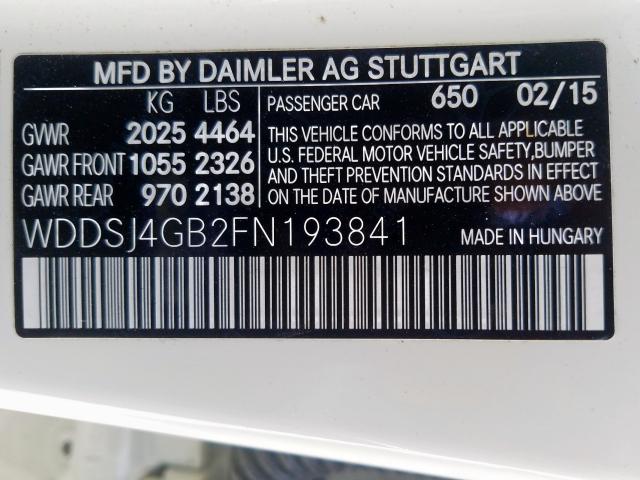 WDDSJ4GB2FN193841 - 2015 MERCEDES-BENZ CLA 250 4MATIC  photo 10