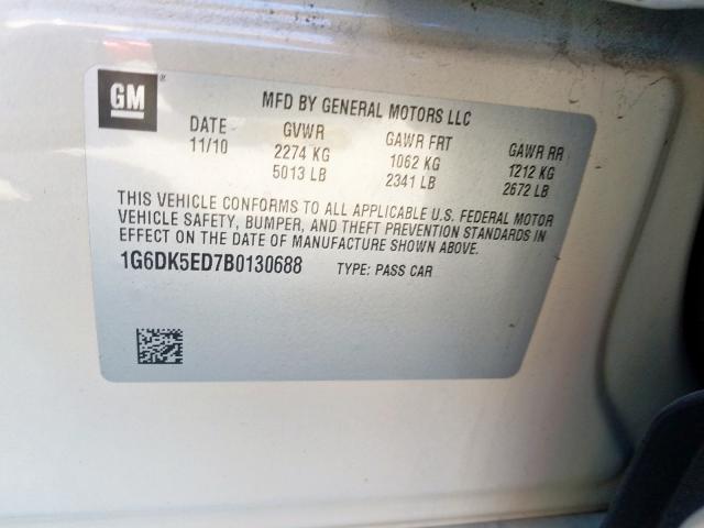 1G6DK5ED7B0130688 - 2011 CADILLAC CTS PERFORMANCE COLLECTION  фото 10