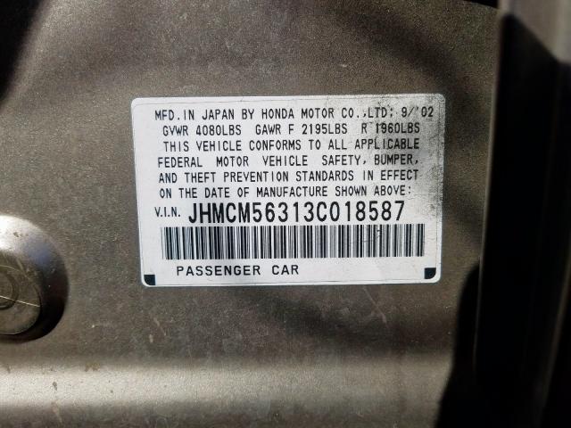 JHMCM56313C018587 - 2003 HONDA ACCORD LX  photo 10