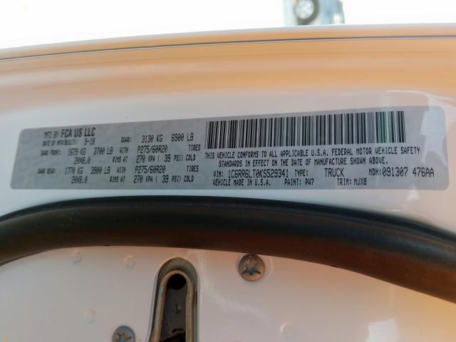 1C6RR6LT0KS529341 - 2019 RAM 1500 CLASSIC SLT  foto 10