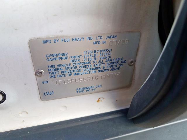 JF1SF65631G739742 - 2001 SUBARU FORESTER S  photo 10