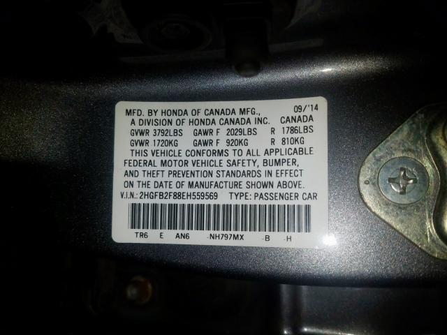 2HGFB2F88EH559569 - 2014 HONDA CIVIC EX  photo 10