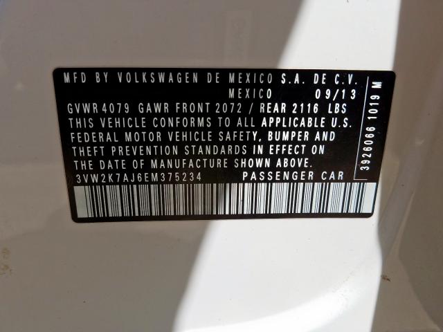 3VW2K7AJ6EM375234 - 2014 VOLKSWAGEN JETTA BASE  լուսանկար 10