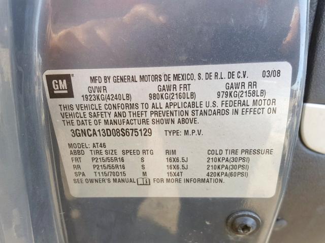 3GNCA13D08S675129 - 2008 CHEVROLET HHR LS  照片 10