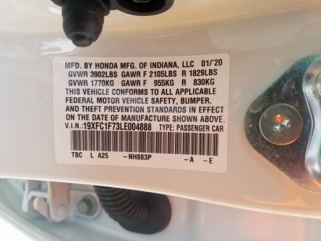19XFC1F73LE004888 - 2020 HONDA CIVIC EXL  照片 10