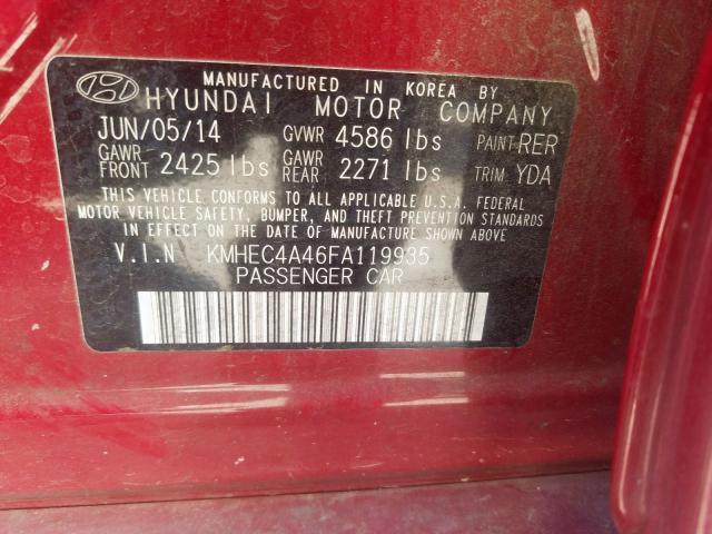 KMHEC4A46FA119935 - 2015 HYUNDAI SONATA HYBRID  photo 10