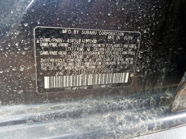 JF2GTAEC0K8299865 - 2019 SUBARU CROSSTREK PREMIUM  фото 10