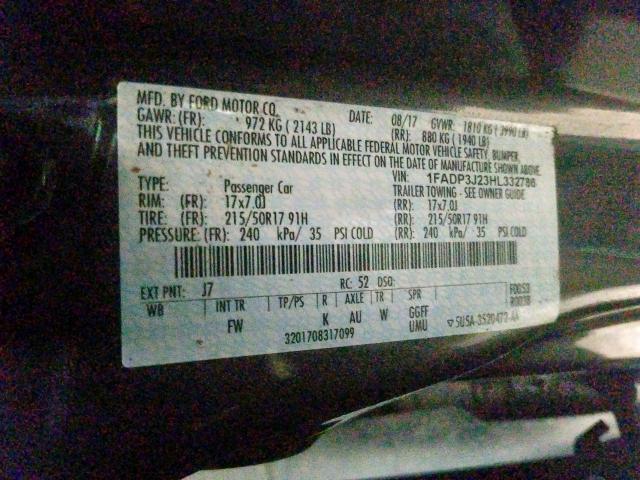 1FADP3J23HL332786 - 2017 FORD FOCUS TITANIUM  photo 10