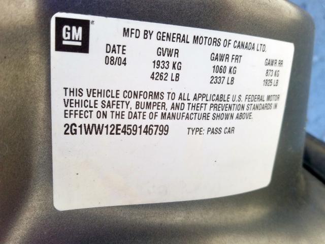 2G1WW12E459146799 - 2005 CHEVROLET MONTE CARLO LS  ფოტო 10