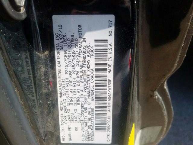 5TEUU4EN0AZ733698 - 2010 TOYOTA TACOMA ACCESS CAB  ფოტო 10