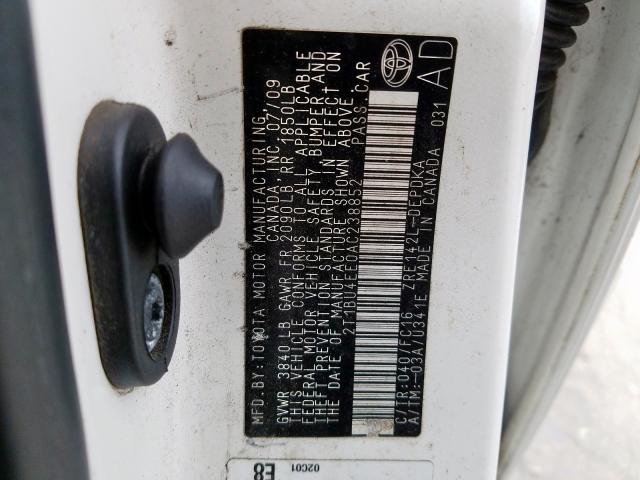 2T1BU4EE0AC238852 - 2010 TOYOTA COROLLA BASE  照片 10