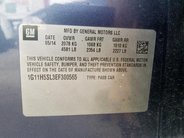 1G11H5SL3EF300565 - 2014 CHEVROLET MALIBU LTZ  ფოტო 10